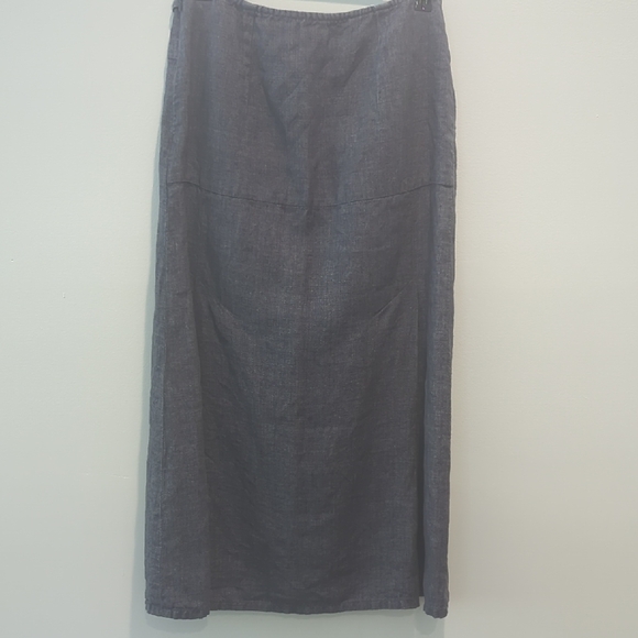 Linen Made in France Agnes B. greyish purple midi skirt Side Zipper - Picture 7 of 13